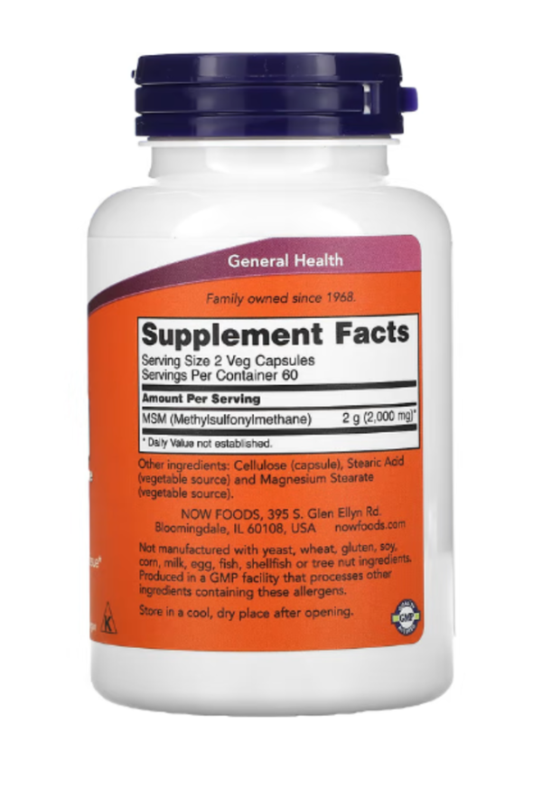 NOW Foods, MSM, Methylsulfonylmethane, 1,000 mg, 120 Veg Capsules
