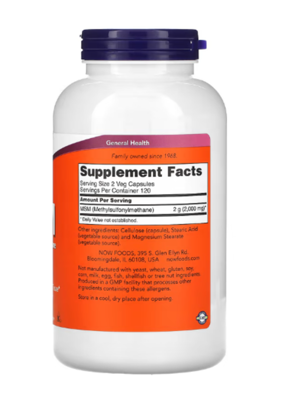 NOW Foods, MSM, Methylsulfonylmethane, 1,000 mg, 240 Veg Capsules