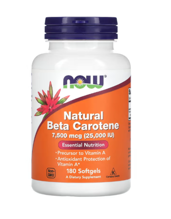 NOW Foods, Natural Beta Carotene, 7,500 mcg (25,000 IU), 180 Softgels