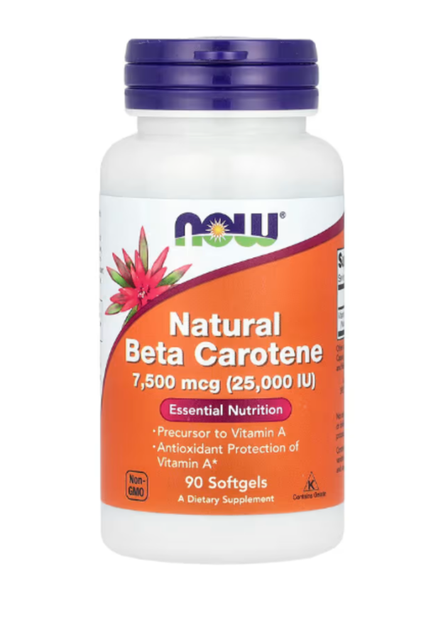 NOW Foods, Natural Beta Carotene, 7,500 mcg (25,000 IU), 90 Softgels