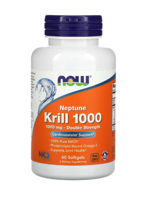 NOW Foods, Neptune Krill 1000, Double Strength, 1,000 mg, 60 Softgels