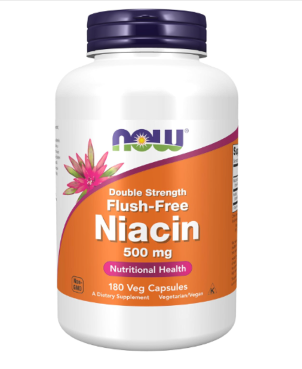 NOW Foods, Niacin, Flush-Free, Double Strength, 500 mg, 180 Veg Capsules