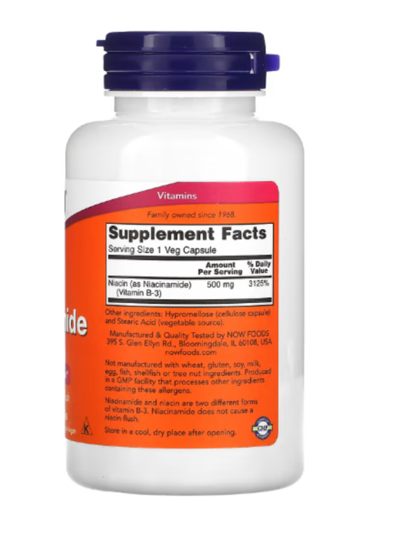Now Foods, Niacinamide, 500 mg, 100 Capsules
