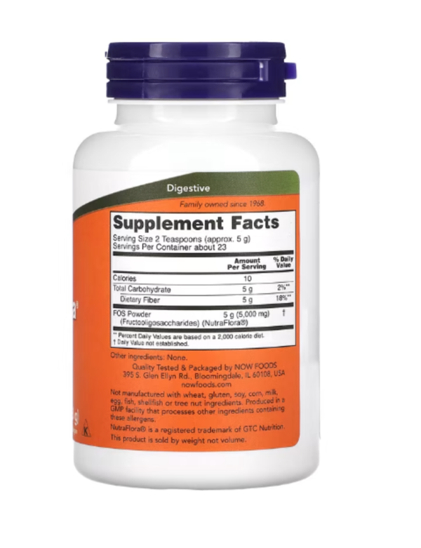 Now Foods, NutraFlora FOS, Pure Powder, 4 oz (113 g)