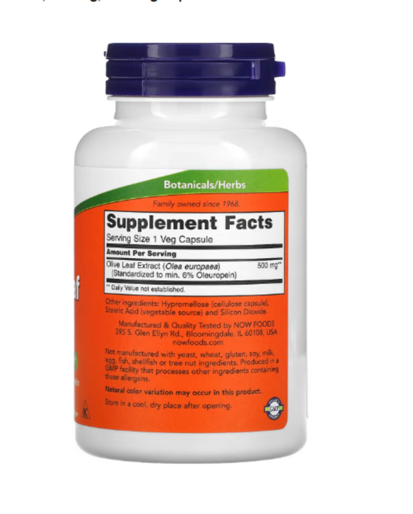 NOW Foods, Olive Leaf Extract, 500 mg, 120 Veg Capsules
