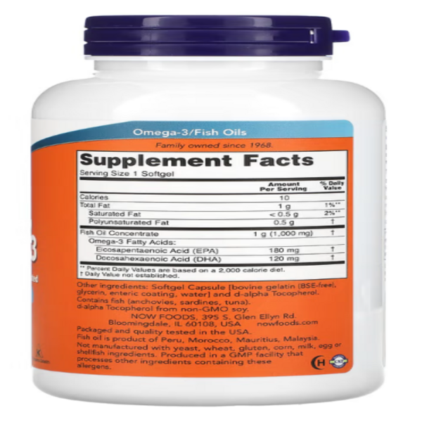 NOW Foods, Omega-3, 180 EPA / 120 DHA, 180 Softgels