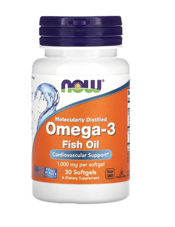 NOW Foods, Omega-3 Fish Oil, 1000 mg, 30 Softgels (1,000 mg per Softgel)