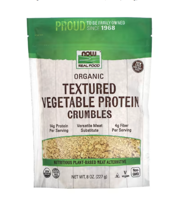 NOW Foods, Organic Textured Vegetable Protein Crumbles, 8 oz (227 g)
