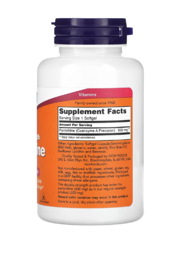 Now Foods, Pantethine, Double Strength, 600 mg, 60 Softgels