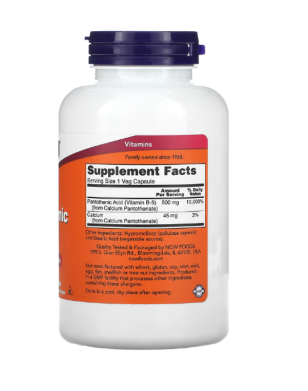 Now Foods, Pantothenic Acid, 500 mg, 250 Capsules