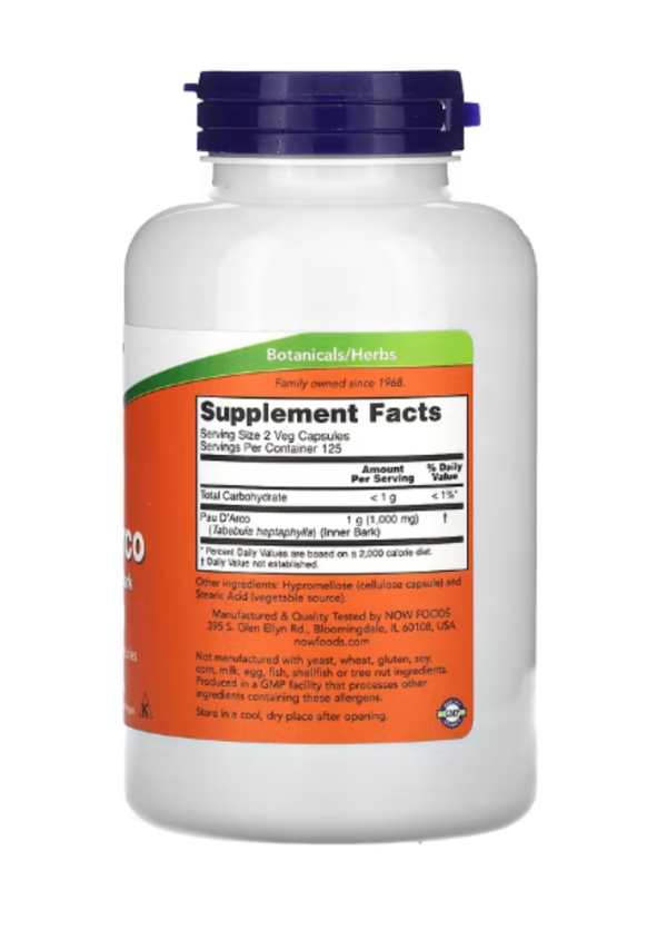 Now Foods, Pau D' Arco, 500 mg, 250 Capsules