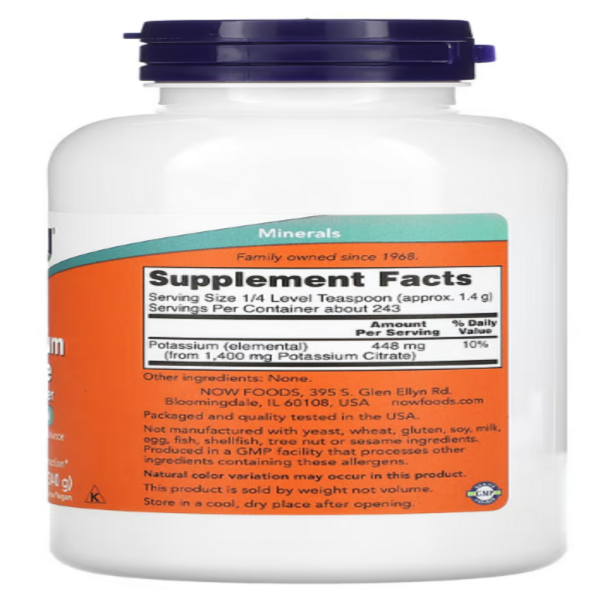 NOW Foods, Potassium Citrate Pure Powder, 12 oz (340 g)