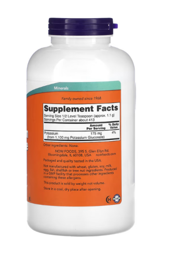Now Foods, Potassium Gluconate, 100% Pure Powder, 1 lb (454 g)