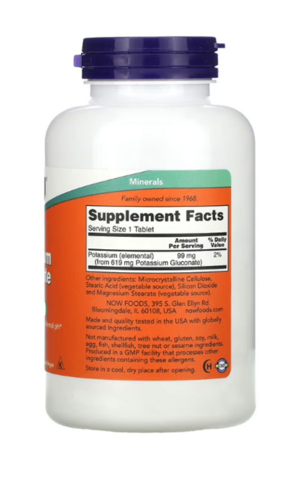 Now Foods, Potassium Gluconate, 99 mg, 250 Tablets