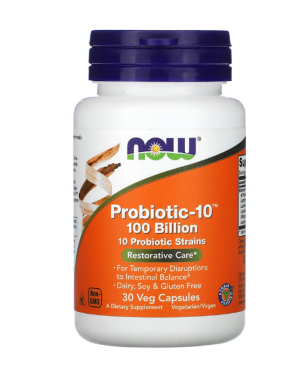 NOW Foods, Probiotic-10, Restorative Care, 100 Billion, 30 Veg Capsules