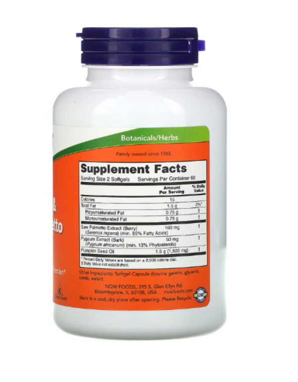 Now Foods, Pygeum & Saw Palmetto, Men's Health, 120 Softgels