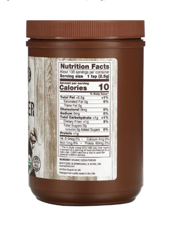 NOW Foods, Real Food, Organic Cocoa Powder, 12 oz (340 g)