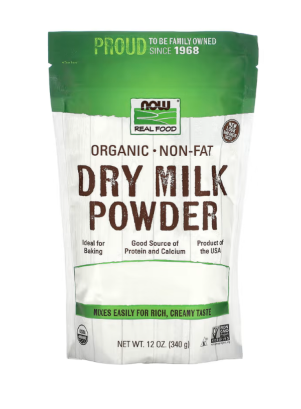 NOW Foods, Real Food, Organic Non-Fat Dry Milk Powder, 12 oz (340 g)
