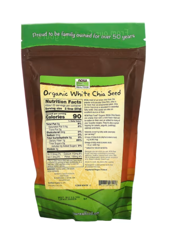 NOW Foods, Real Food, Organic White Chia Seed, 1 lb (454 g)