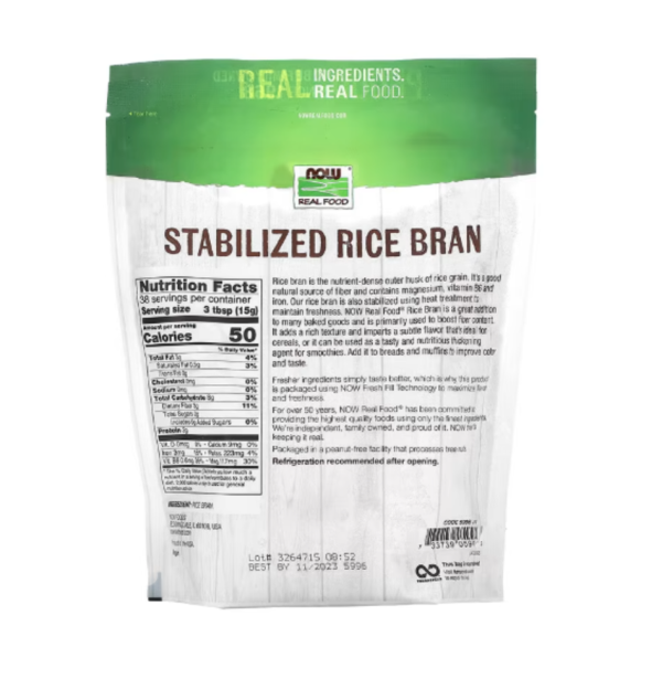 Now Foods, Real Food, Stabilized Rice Bran, 20 oz (567 g)