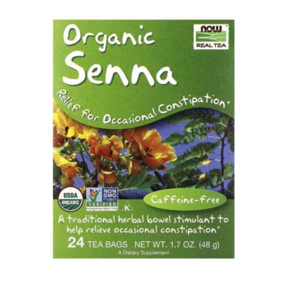 NOW Foods, Real Tea, Organic Senna Tea, Caffeine Free, 24 Tea Bags, 1.7 oz (48 g)