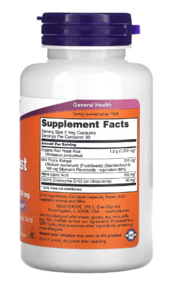 NOW Foods, Red Yeast Rice, 60 Veg Capsules