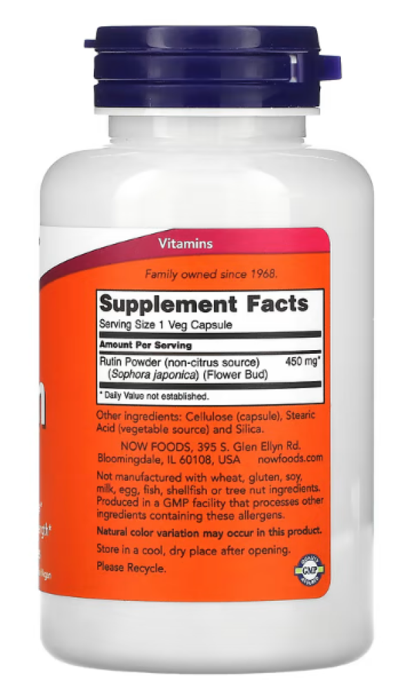 Now Foods, Rutin, 450 mg, 100 Veggie Caps