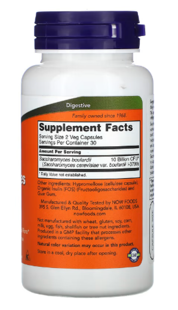 NOW Foods, Saccharomyces Boulardii, 10 Billion CFU, 60 Veg Capsules (5 Billion CFU per Capsule)