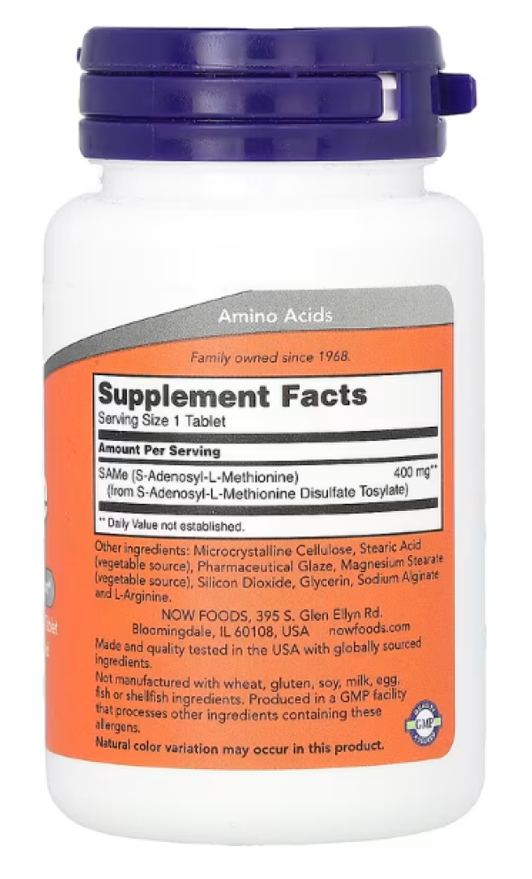 Now Foods, SAMe, 400 mg, 30 Tablets
