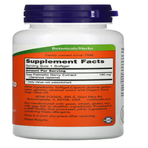 Now Foods, Saw Palmetto Extract, 160 mg, 120 Softgels