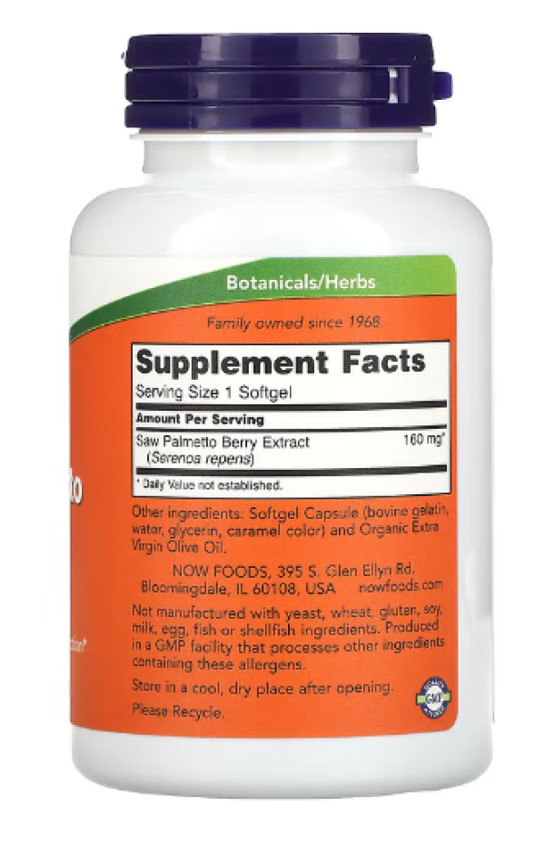 NOW Foods, Saw Palmetto Extract, 160 mg, 240 Softgels