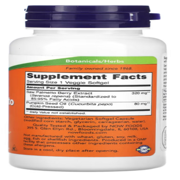 Now Foods, Saw Palmetto Extract, Men's Health, 320 mg, 90 Veggie Softgels