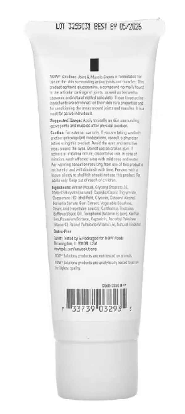 NOW Foods, Solutions, Joint and Muscle Cream, 4 fl oz (118 ml)
