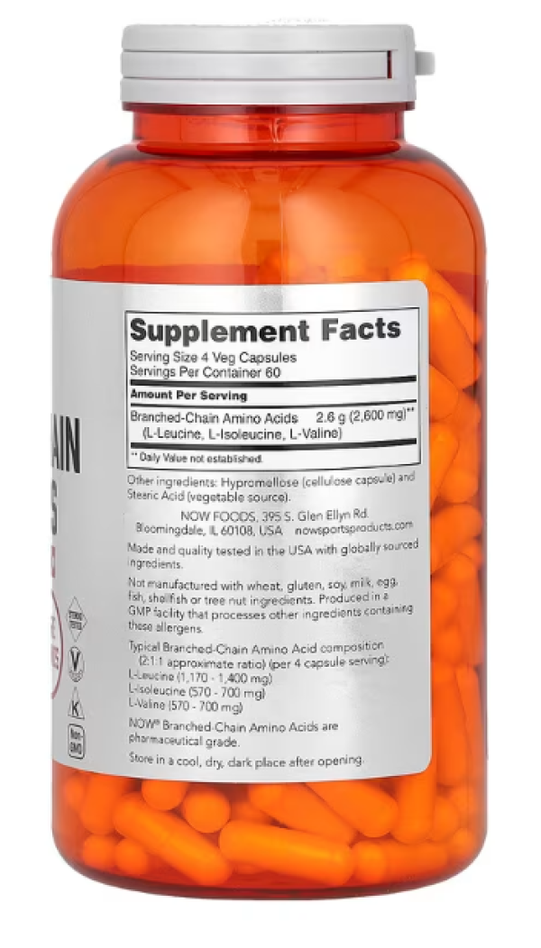 NOW Foods, Sports, Branched-Chain Amino Acids, 240 Veg Capsules