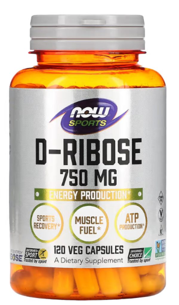 NOW Foods, Sports, D-Ribose, 750 mg, 120 Veg Capsules (125 mg per Capsule)
