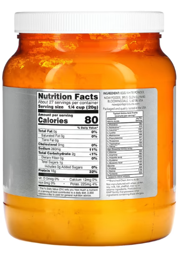 NOW Foods, Sports, Egg White Protein, Protein Powder, 1.2 lbs (544 g)