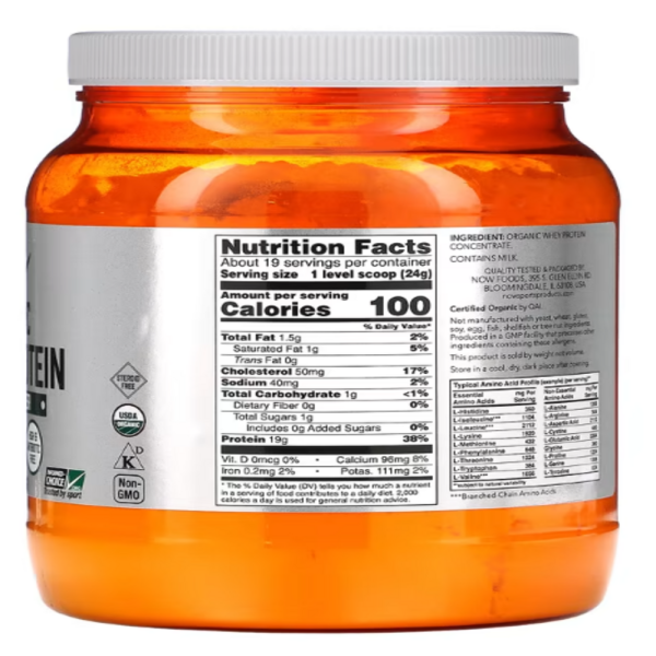 Now Foods, Sports, Organic Whey Protein, Natural Unflavored, 1 lb (454 g)