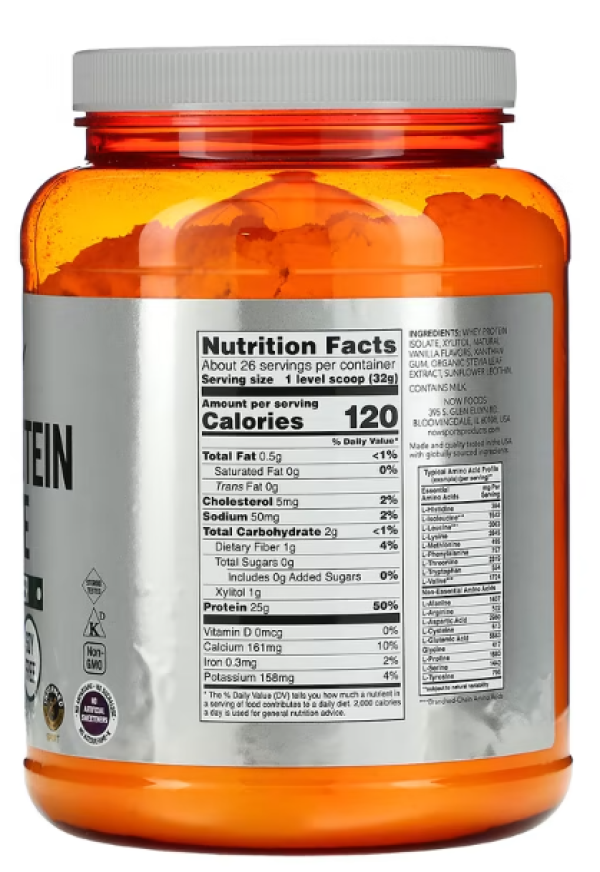 Now Foods, Sports, Whey Protein Isolate, Powder, Natural Vanilla, 1.8 lbs (816 g)