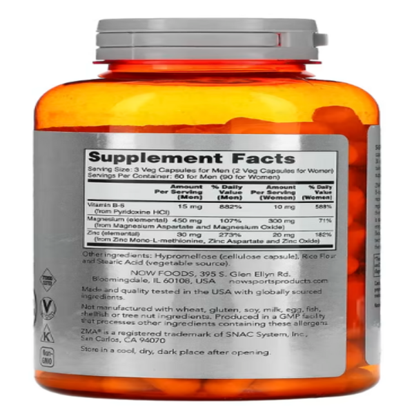 NOW Foods, Sports, ZMA, Sports Recovery, 180 Veg Capsules