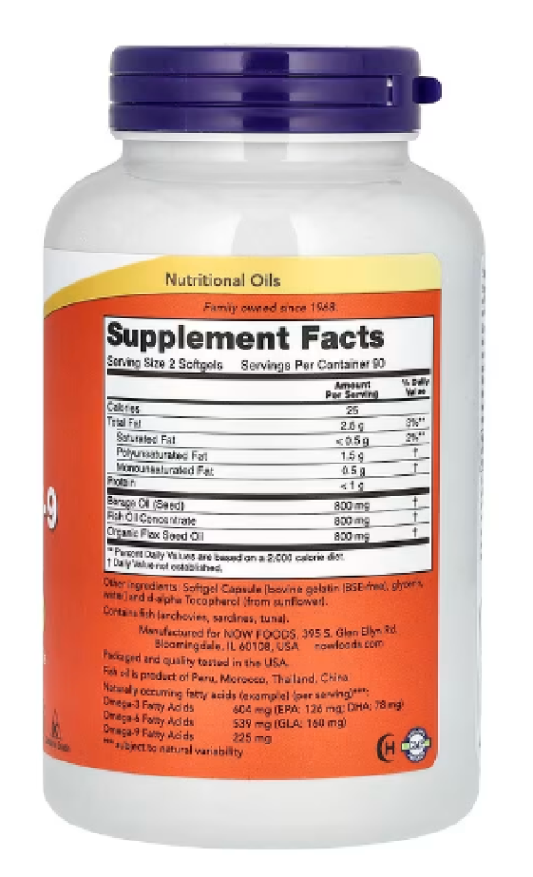 Now Foods, Super Omega 3 - 6 - 9, 1200 mg, 180 Softgels