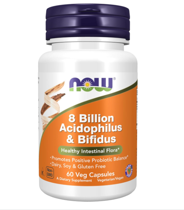 NOW Foods Supplements, 8 Billion Acidophilus & Bifidus,  60 Veg Capsules
