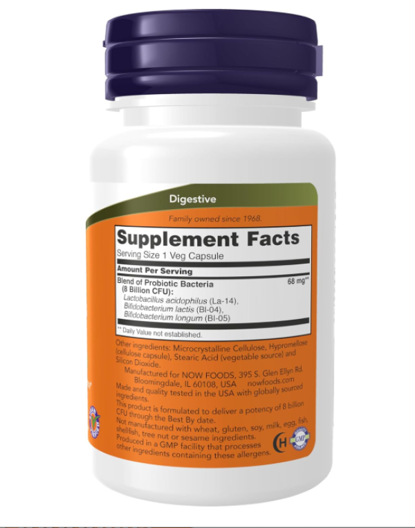 NOW Foods Supplements, 8 Billion Acidophilus & Bifidus,  60 Veg Capsules