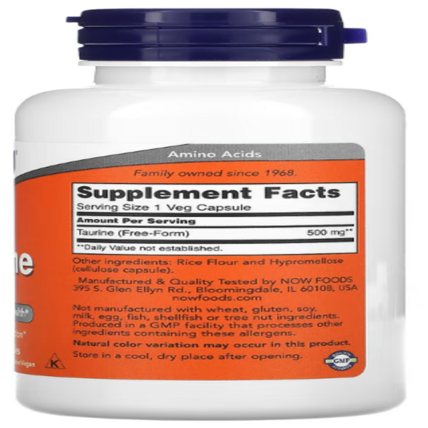 NOW Foods, Taurine, 500 mg, 100 Veg Capsules