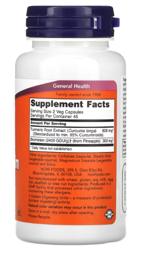 Now Foods, Turmeric & Bromelain, 90 Vcaps