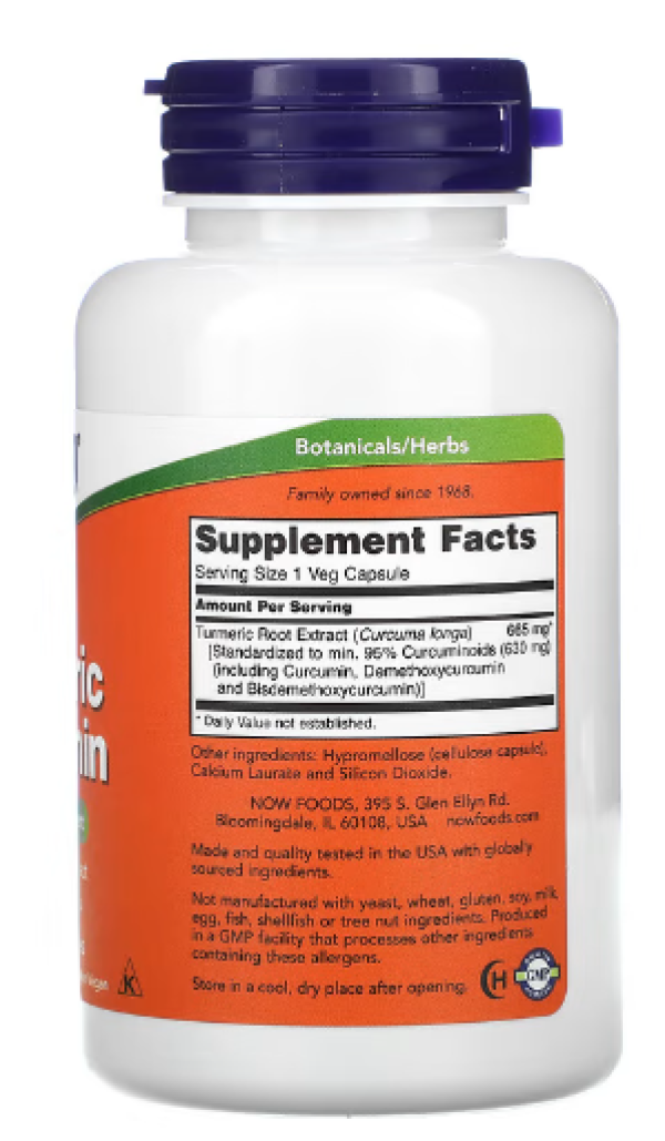 NOW Foods, Turmeric Curcumin, 60 Veg Capsules