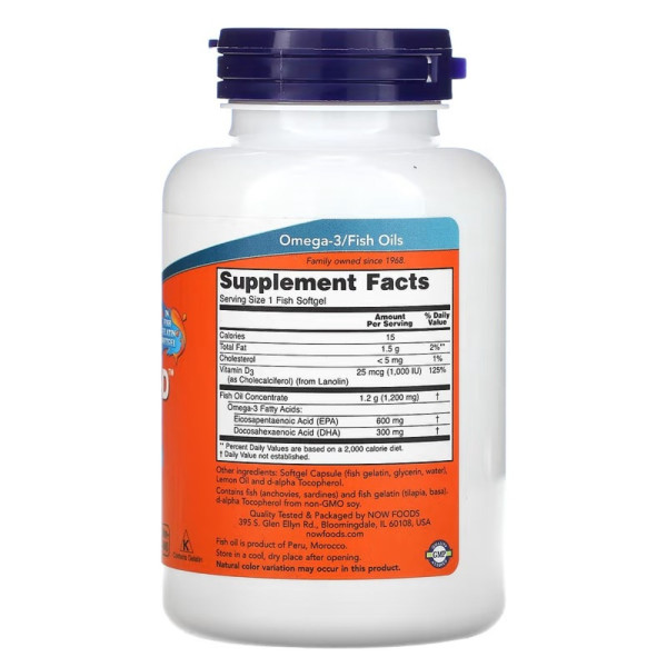 NOW Foods, Ultra Omega 3-D, 600 EPA / 300 DHA, 90 Fish Softgels