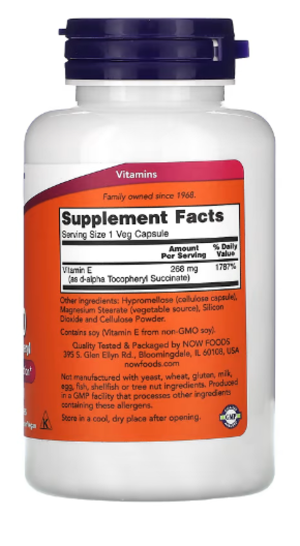 NOW Foods, Vegetarian Dry E-400, 268 mg (400 IU), 100 Veg Capsules