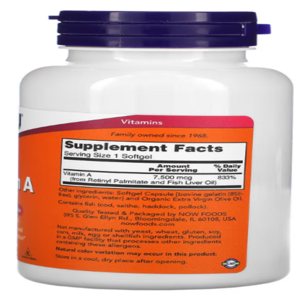 NOW Foods, Vitamin A, 25,000 IU, 250 Softgels