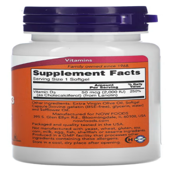 Now Foods, Vitamin D-3, 2,000 IU, 120 Softgels
