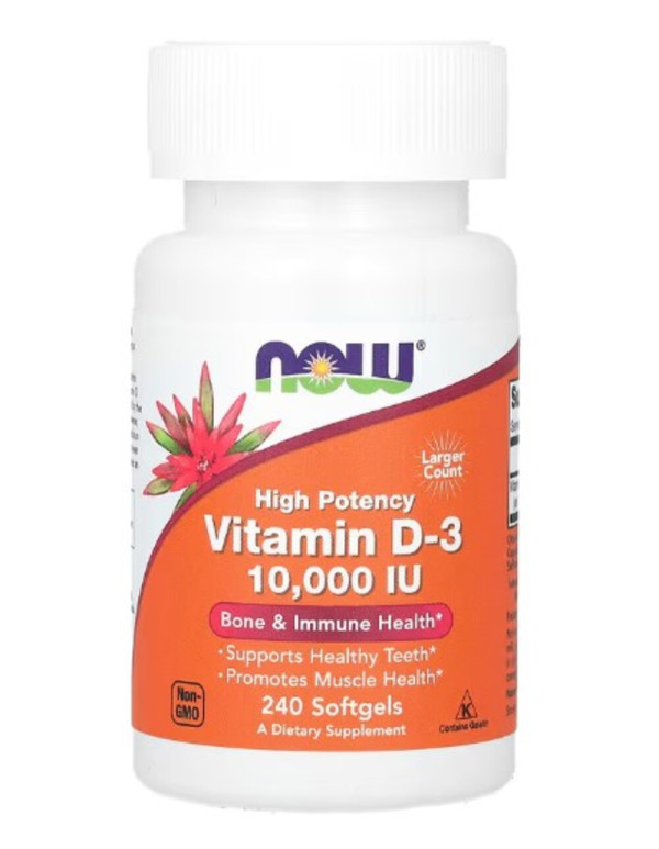 NOW Foods, Vitamin D-3, High Potency, 10,000 IU, 240 Softgels
